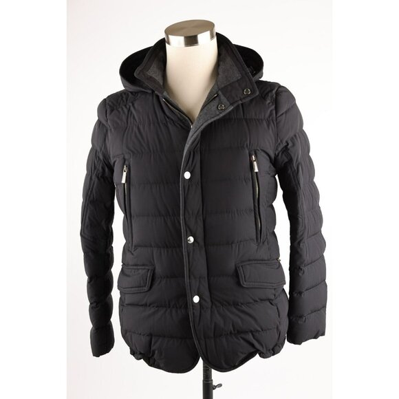 $2,210 Moorer Down Stretch Puffer Jacket w/ Removable Hood SZ 48/38 Black MINT